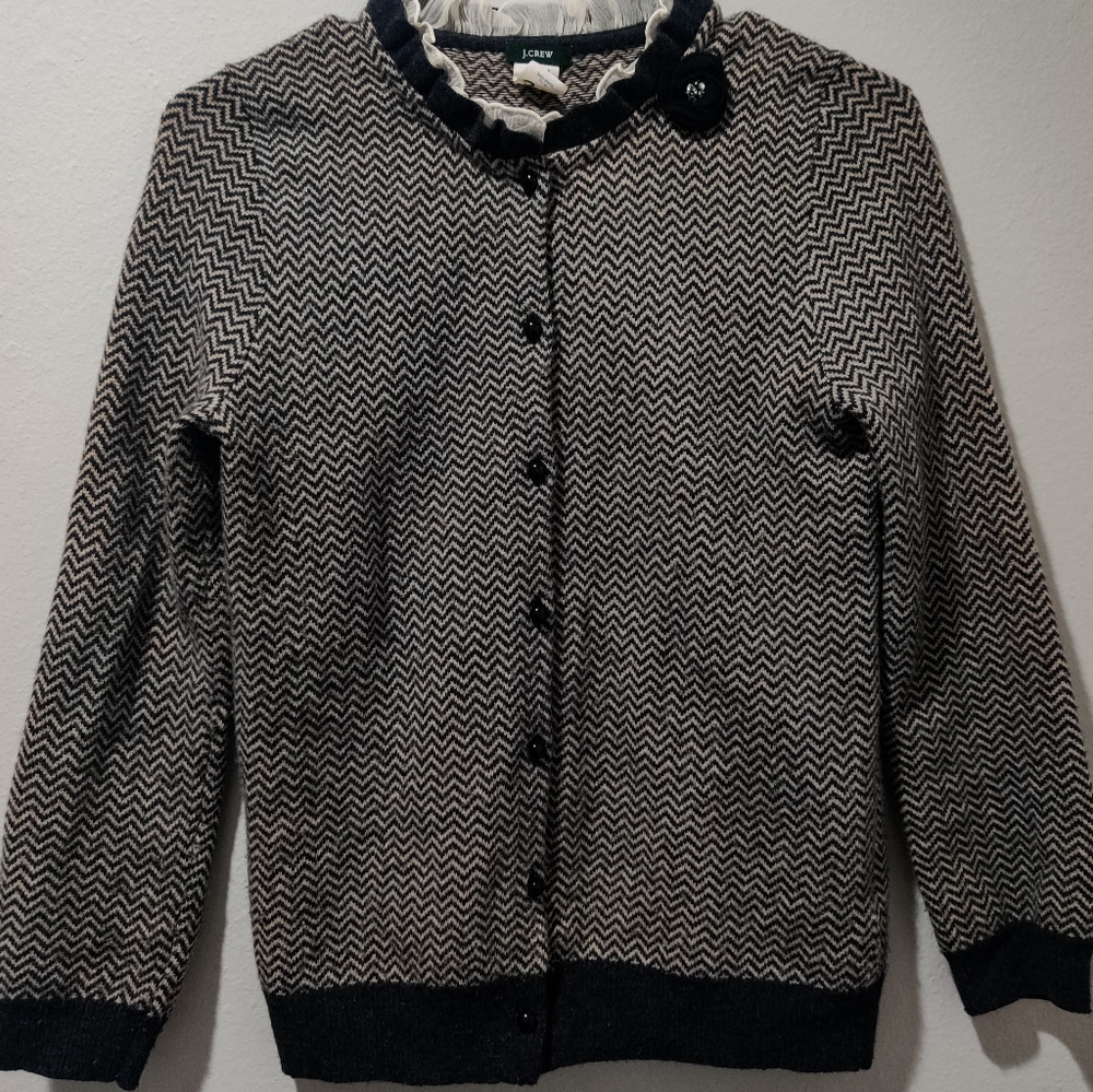 SOLD JCrew Chevron Herringbone Cardigan Sweater XS